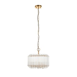 Valentina - Brushed Aged Brass 3 Light Pendant with Clear Glass Rods Valentina - Brushed Aged Brass 3 Light Pendant with Clear Glass Rods