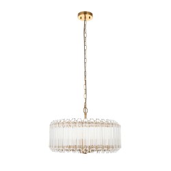 Valentina - Brushed Aged Brass 5 Light Pendant with Clear Glass Rods Valentina - Brushed Aged Brass 5 Light Pendant with Clear Glass Rods