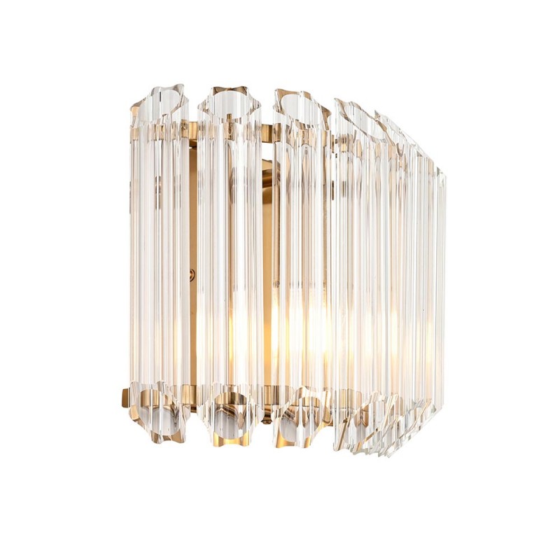 - Valentina - Brushed Aged Brass Wall Lamp with Clear Glass Rods Endon-117516 - Valentina - Brushed Aged Brass Wall Lamp with Clear Glass Rods