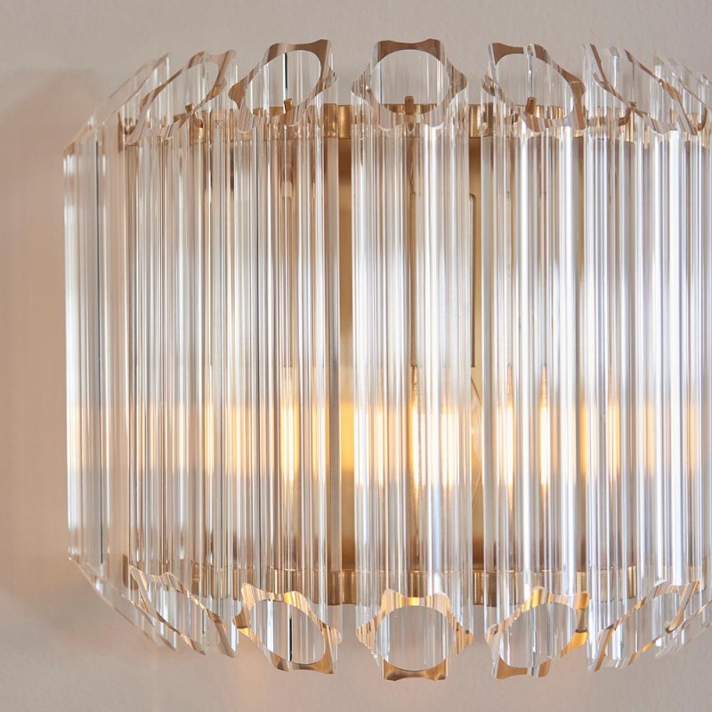 - Valentina - Brushed Aged Brass Wall Lamp with Clear Glass Rods Endon-117516 - Valentina - Brushed Aged Brass Wall Lamp with Clear Glass Rods