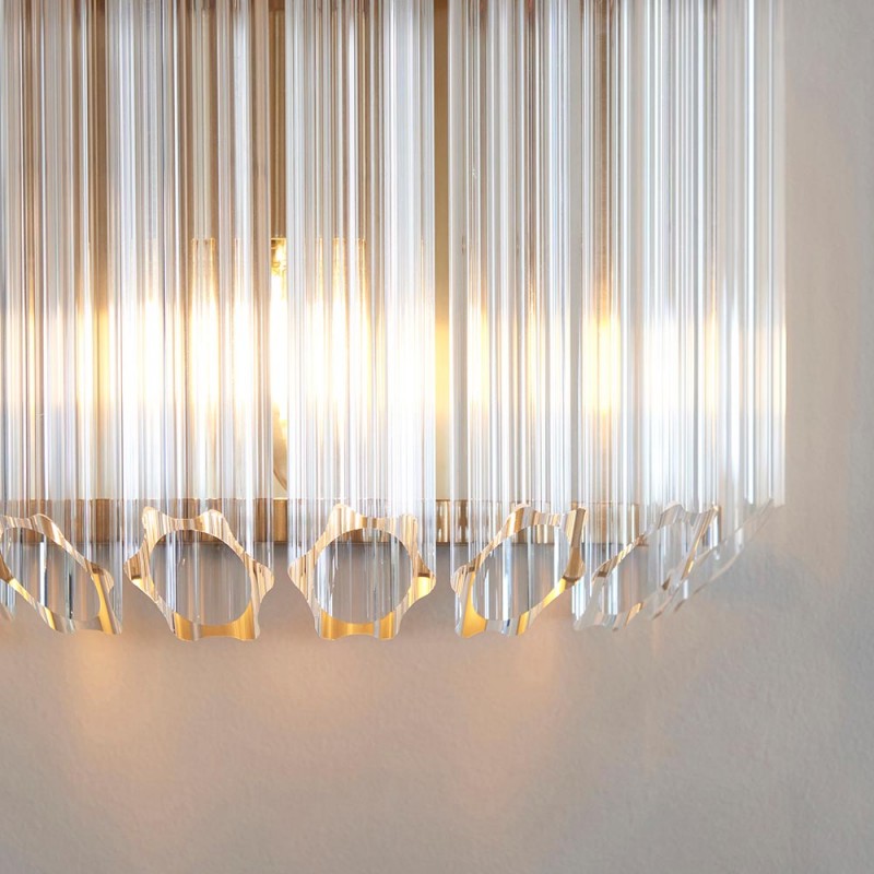 - Valentina - Brushed Aged Brass Wall Lamp with Clear Glass Rods Endon-117516 - Valentina - Brushed Aged Brass Wall Lamp with Clear Glass Rods