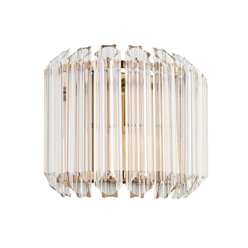 - Valentina - Brushed Aged Brass Wall Lamp with Clear Glass Rods Endon-117516 - Valentina - Brushed Aged Brass Wall Lamp with Clear Glass Rods