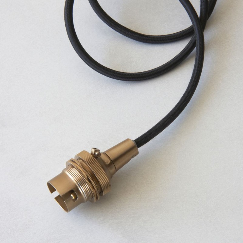 Endon-117662 - Eltham - Brushed Aged Brass Suspension B22 with Black Cable