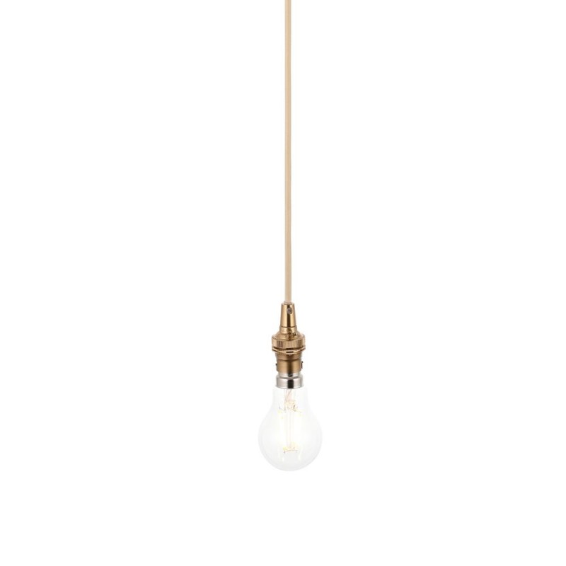 Endon-117667 - Eltham - Brushed Aged Brass Suspension B22 with Natural Cable