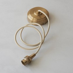 Eltham - Brushed Aged Brass Suspension B22 with Natural Cable