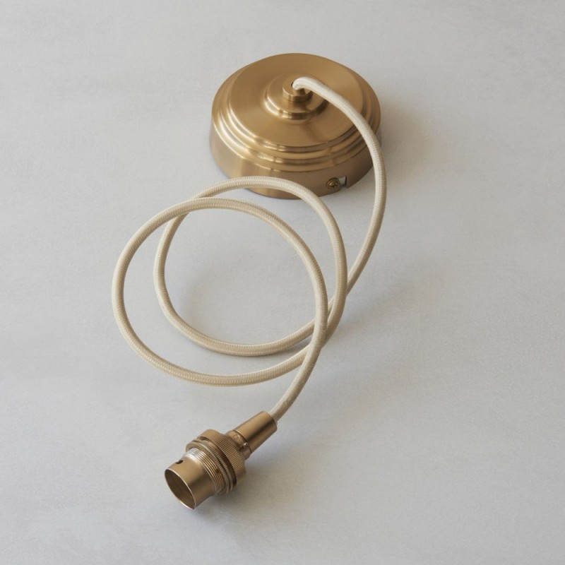 Endon-117667 - Eltham - Brushed Aged Brass Suspension B22 with Natural Cable