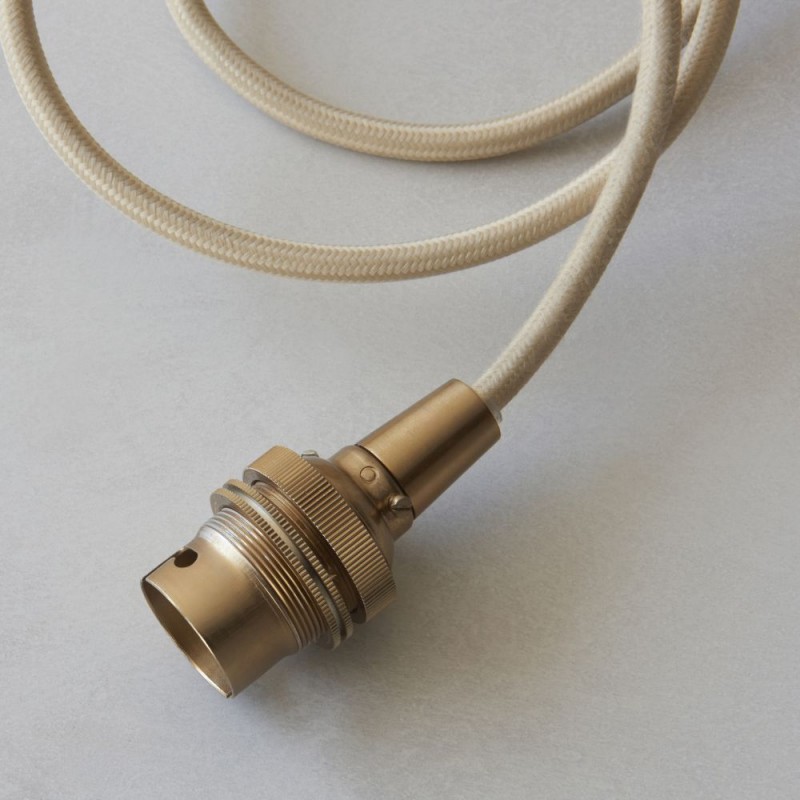 Endon-117667 - Eltham - Brushed Aged Brass Suspension B22 with Natural Cable