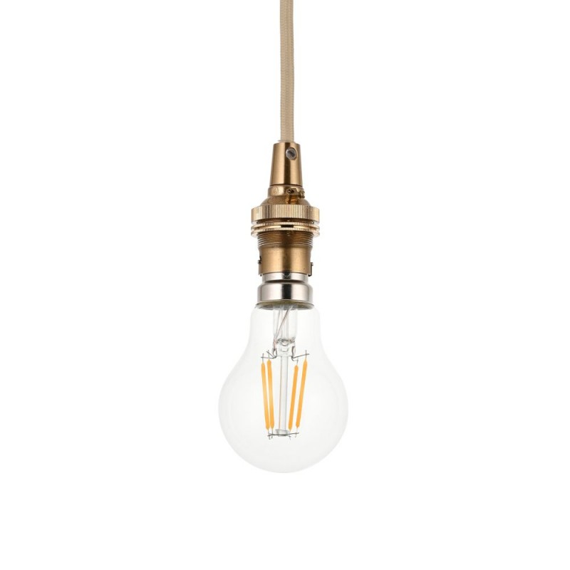 Endon-117667 - Eltham - Brushed Aged Brass Suspension B22 with Natural Cable