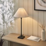 Lille - Matt Black Table Lamp with Natural Linen Shade ∅ 31 cm Lille - Matt Black Table Lamp with Natural Linen Shade ∅ 31 cm