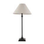 Lille - Matt Black Table Lamp with Natural Linen Shade ∅ 31 cm Lille - Matt Black Table Lamp with Natural Linen Shade ∅ 31 cm