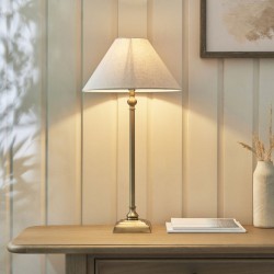Lille - Antique Brass Table Lamp with Natural Linen Shade ∅ 31 cm Lille - Antique Brass Table Lamp with Natural Linen Shade ∅ 31 cm