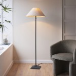Lille - Matt Black Floor Lamp with Natural Linen Shade Lille - Matt Black Floor Lamp with Natural Linen Shade