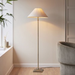 Lille - Antique Brass Floor Lamp with Natural Linen Shade Lille - Antique Brass Floor Lamp with Natural Linen Shade