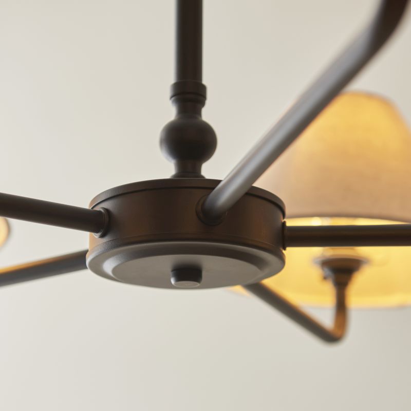 - Lille - Matt Black 5 Light Centre Lamp with Natural Linen Shade Endon-117832 - Lille - Matt Black 5 Light Centre Lamp with Natural Linen Shade