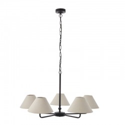 Lille - Matt Black 5 Light Centre Lamp with Natural Linen Shade Lille - Matt Black 5 Light Centre Lamp with Natural Linen Shade