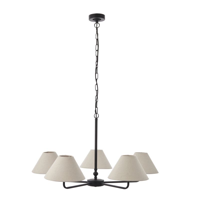- Lille - Matt Black 5 Light Centre Lamp with Natural Linen Shade Endon-117832 - Lille - Matt Black 5 Light Centre Lamp with Natural Linen Shade