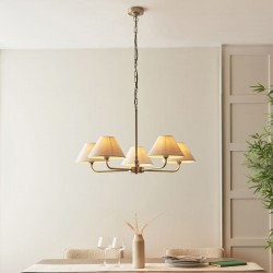 Lille - Antique Brass 5 Light Centre Lamp with Natural Linen Shade Lille - Antique Brass 5 Light Centre Lamp with Natural Linen Shade