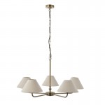 Lille - Antique Brass 5 Light Centre Lamp with Natural Linen Shade Lille - Antique Brass 5 Light Centre Lamp with Natural Linen Shade