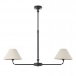Lille - Matt Black 2 Light over Island Fitting with Natural Linen Shade Lille - Matt Black 2 Light over Island Fitting with Natural Linen Shade