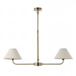 Lille - Antique Brass 2 Light over Island Fitting with Natural Linen Shade Lille - Antique Brass 2 Light over Island Fitting with Natural Linen Shade