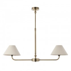 Lille - Antique Brass 2 Light over Island Fitting with Natural Linen Shade Lille - Antique Brass 2 Light over Island Fitting with Natural Linen Shade