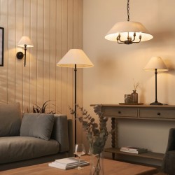 Lille - Matt Black Table Lamp with Natural Linen Shade ∅ 22 cm Lille - Matt Black Table Lamp with Natural Linen Shade ∅ 22 cm