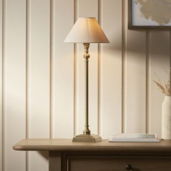 Lille - Antique Brass Table Lamp with Natural Linen Shade ∅ 22 cm Lille - Antique Brass Table Lamp with Natural Linen Shade ∅ 22 cm