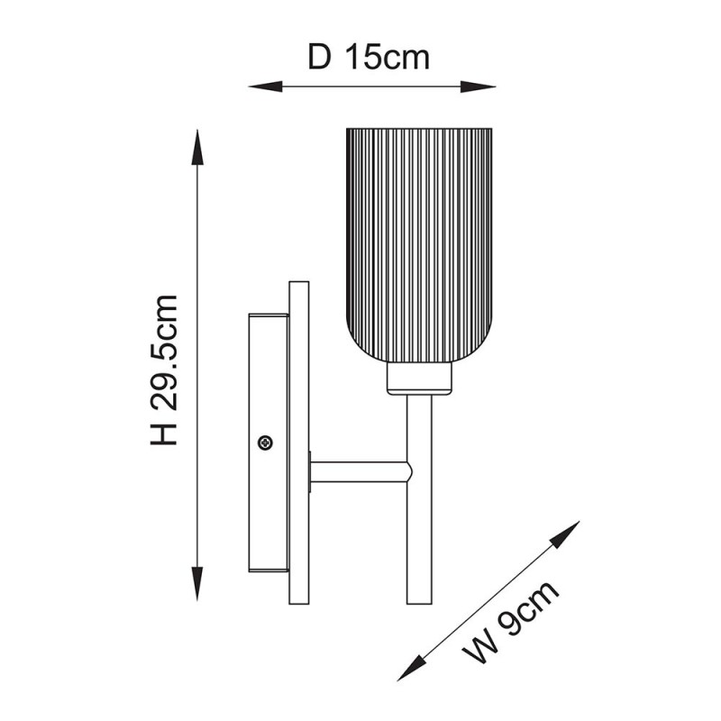- Grove - Wooden & Vintage Brass Wall Lamp with Clear Ribbed Glass Endon-118365 - Grove - Wooden & Vintage Brass Wall Lamp with Clear Ribbed Glass