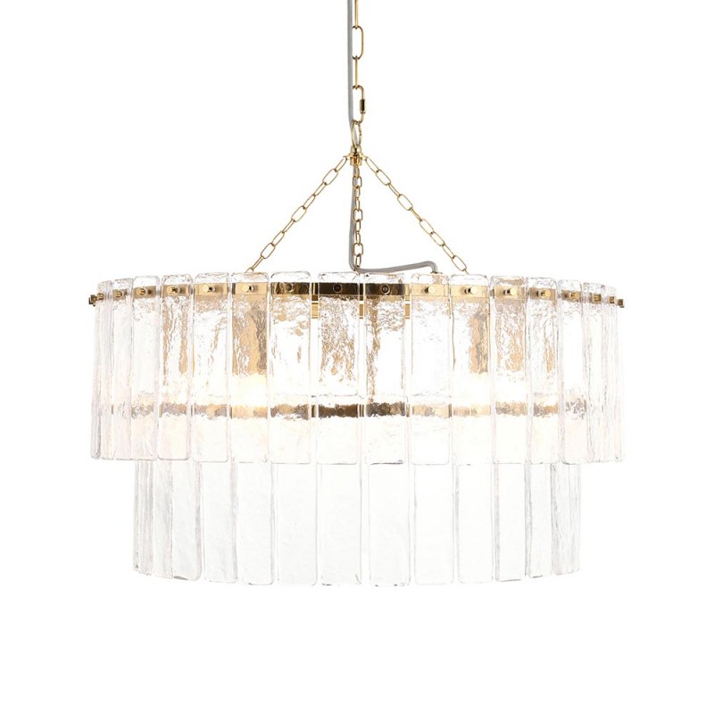 - Karine - Brushed Aged Brass 5 Light Pendant with Clear Textured Glass Panels Endon-118469 - Karine - Brushed Aged Brass 5 Light Pendant with Clear Textured Glass Panels