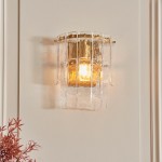 Karine - Brushed Aged Brass Wall Lamp with Clear Textured Glass Panels Karine - Brushed Aged Brass Wall Lamp with Clear Textured Glass Panels