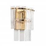 Karine - Brushed Aged Brass Wall Lamp with Clear Textured Glass Panels Karine - Brushed Aged Brass Wall Lamp with Clear Textured Glass Panels