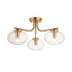 - Jacob - Warm Brass 3 Light Semi Flush with Clear Bubble Glass Endon-118507 - Jacob - Warm Brass 3 Light Semi Flush with Clear Bubble Glass