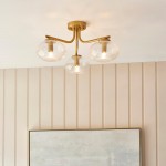 Jacob - Warm Brass 3 Light Semi Flush with Clear Bubble Glass Jacob - Warm Brass 3 Light Semi Flush with Clear Bubble Glass