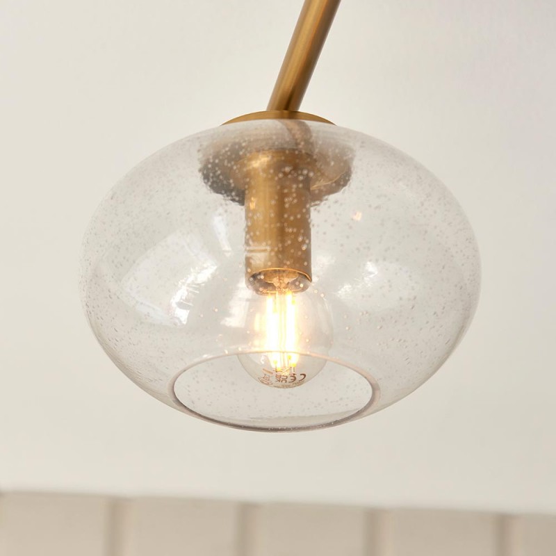 - Jacob - Warm Brass 3 Light Semi Flush with Clear Bubble Glass Endon-118507 - Jacob - Warm Brass 3 Light Semi Flush with Clear Bubble Glass