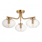 Jacob - Warm Brass 3 Light Semi Flush with Clear Bubble Glass Jacob - Warm Brass 3 Light Semi Flush with Clear Bubble Glass