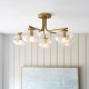- Jacob - Warm Brass 5 Light Semi Flush with Clear Bubble Glass Endon-118508 - Jacob - Warm Brass 5 Light Semi Flush with Clear Bubble Glass