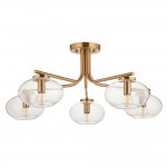 Jacob - Warm Brass 5 Light Semi Flush with Clear Bubble Glass Jacob - Warm Brass 5 Light Semi Flush with Clear Bubble Glass