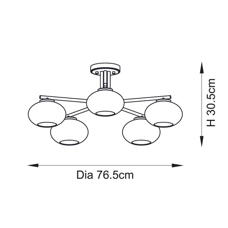 - Jacob - Warm Brass 5 Light Semi Flush with Clear Bubble Glass Endon-118508 - Jacob - Warm Brass 5 Light Semi Flush with Clear Bubble Glass