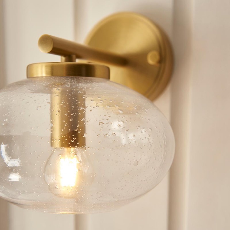 - Jacob - Warm Brass Wall Lamp with Clear Bubble Glass Endon-118509 - Jacob - Warm Brass Wall Lamp with Clear Bubble Glass