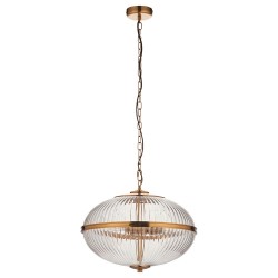 Somerset - Vintage Brass 3 Light Pendant with Clear Ribbed Glass Somerset - Vintage Brass 3 Light Pendant with Clear Ribbed Glass