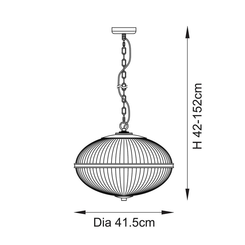 - Somerset - Vintage Brass 3 Light Pendant with Clear Ribbed Glass Endon-118580 - Somerset - Vintage Brass 3 Light Pendant with Clear Ribbed Glass