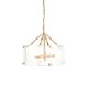 Endon-118583 - Keller - Brushed Aged Brass 4 Light Pendant with Clear Textured Curved Glass