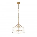 Keller - Brushed Aged Brass 4 Light Pendant with Clear Textured Curved Glass Keller - Brushed Aged Brass 4 Light Pendant with Clear Textured Curved Glass