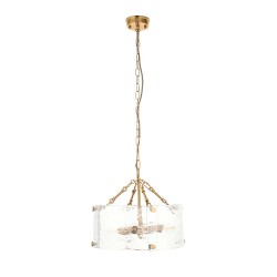 Keller - Brushed Aged Brass 4 Light Pendant with Clear Textured Curved Glass Keller - Brushed Aged Brass 4 Light Pendant with Clear Textured Curved Glass