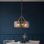 Keller - Brushed Aged Brass 6 Light Pendant with Clear Textured Curved Glass