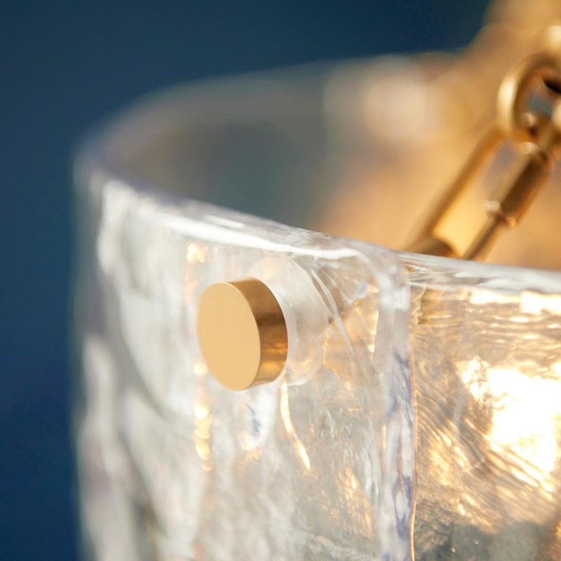 - Keller - Brushed Aged Brass 6 Light Pendant with Clear Textured Curved Glass Endon-118584 - Keller - Brushed Aged Brass 6 Light Pendant with Clear Textured Curved Glass