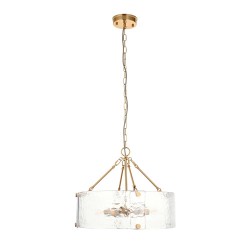 Keller - Brushed Aged Brass 6 Light Pendant with Clear Textured Curved Glass Keller - Brushed Aged Brass 6 Light Pendant with Clear Textured Curved Glass
