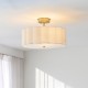 Endon-118591 - Serene - Brushed Aged Brass 2 Light Semi Flush with Vintage White Cotton