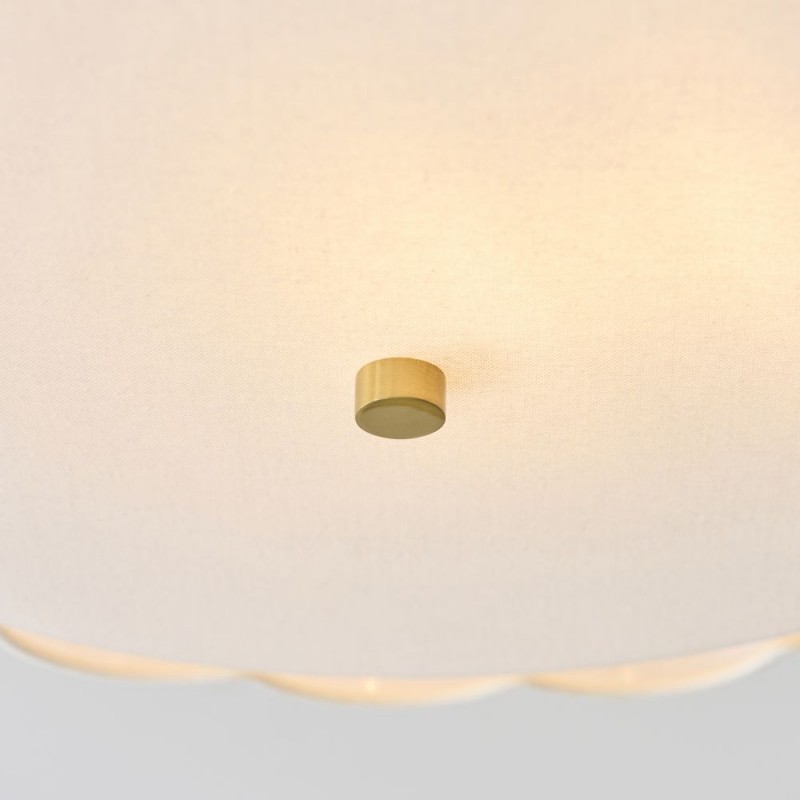 Endon-118591 - Serene - Brushed Aged Brass 2 Light Semi Flush with Vintage White Cotton