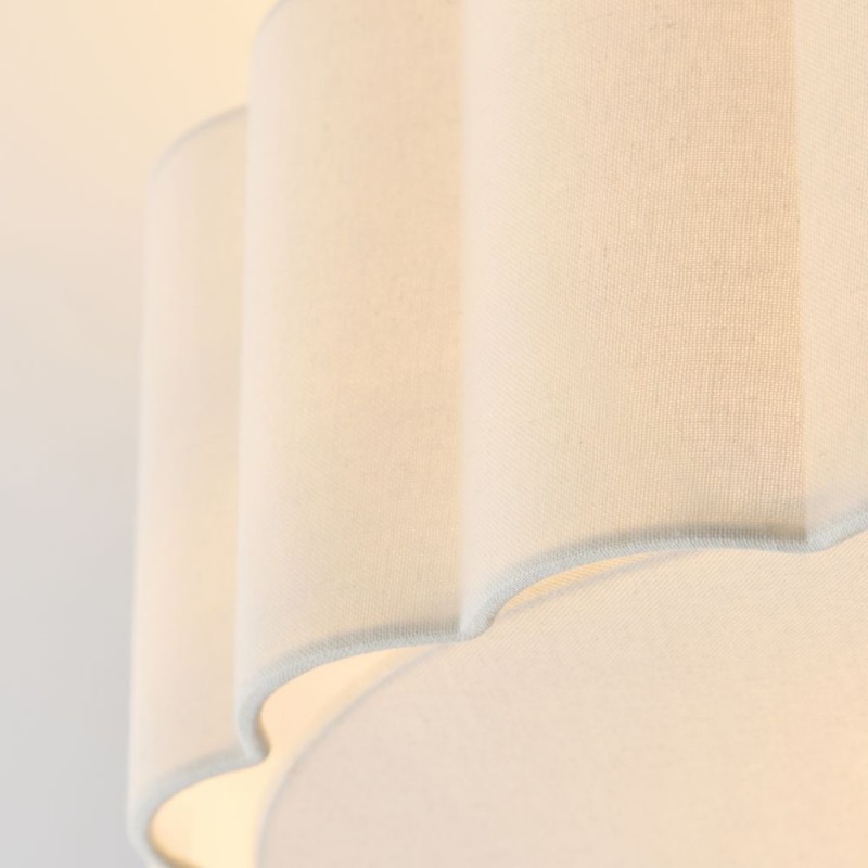 Endon-118591 - Serene - Brushed Aged Brass 2 Light Semi Flush with Vintage White Cotton